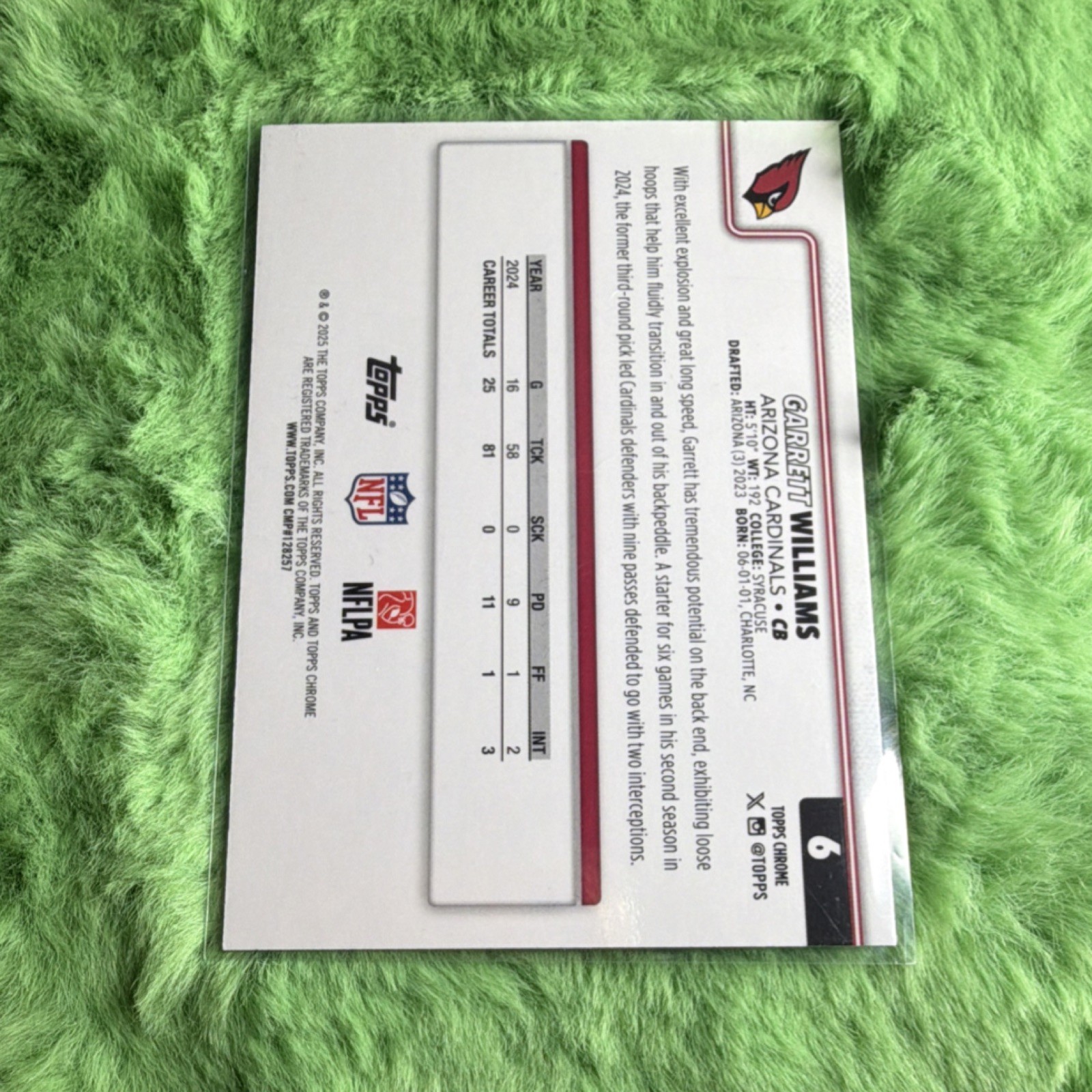 Garrett Williams #6 /75 Cardinals