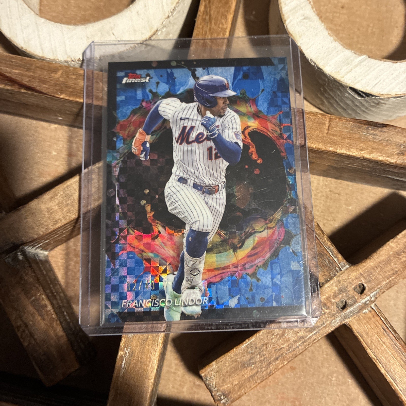2024 Topps Finest Francisco Lindor NY Mets Blue /49 Rare #225 H3