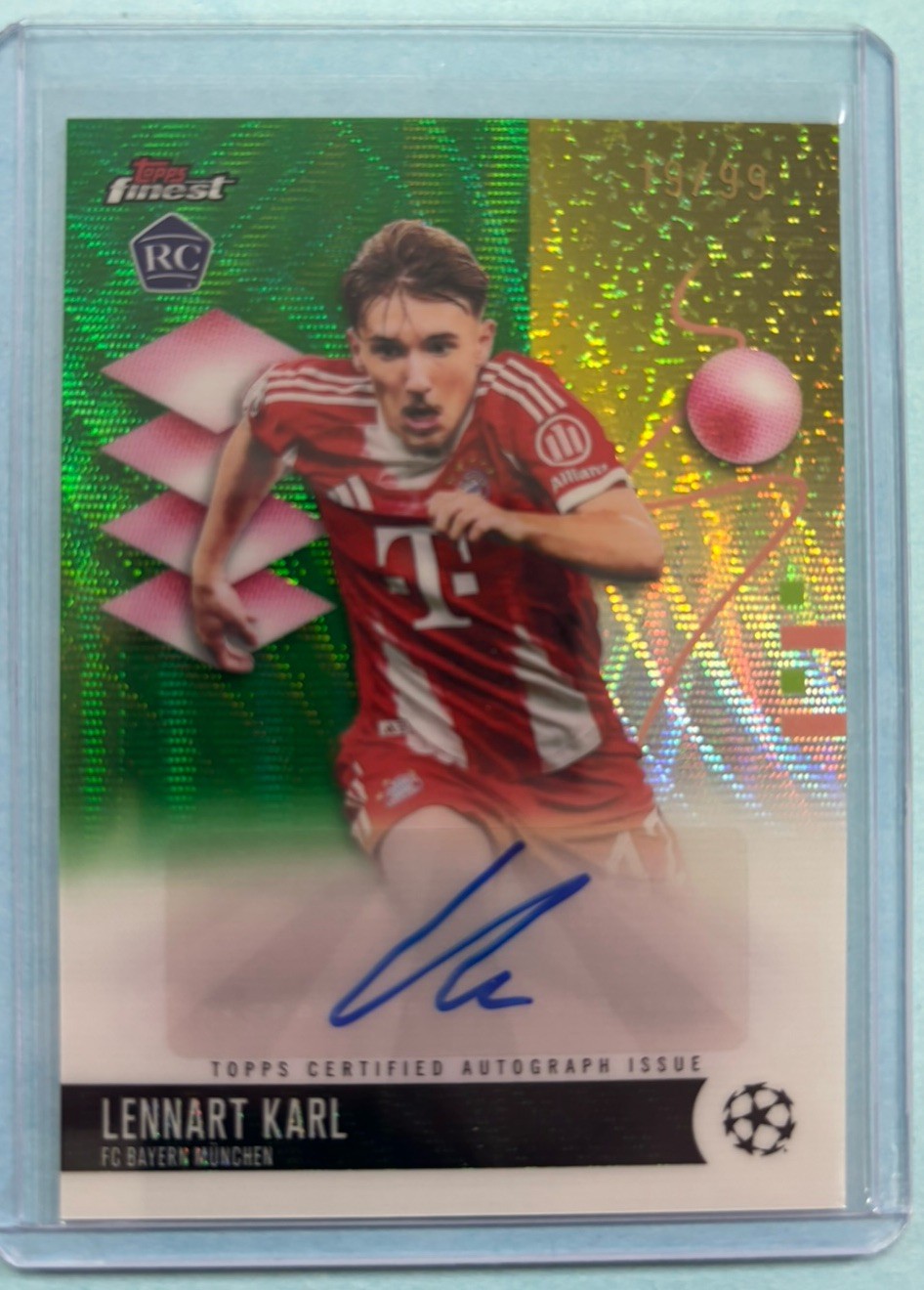 25/26 Topps Finest UEFA Club Competitions Lennart Karl Green SP RC Auto #d 19/99