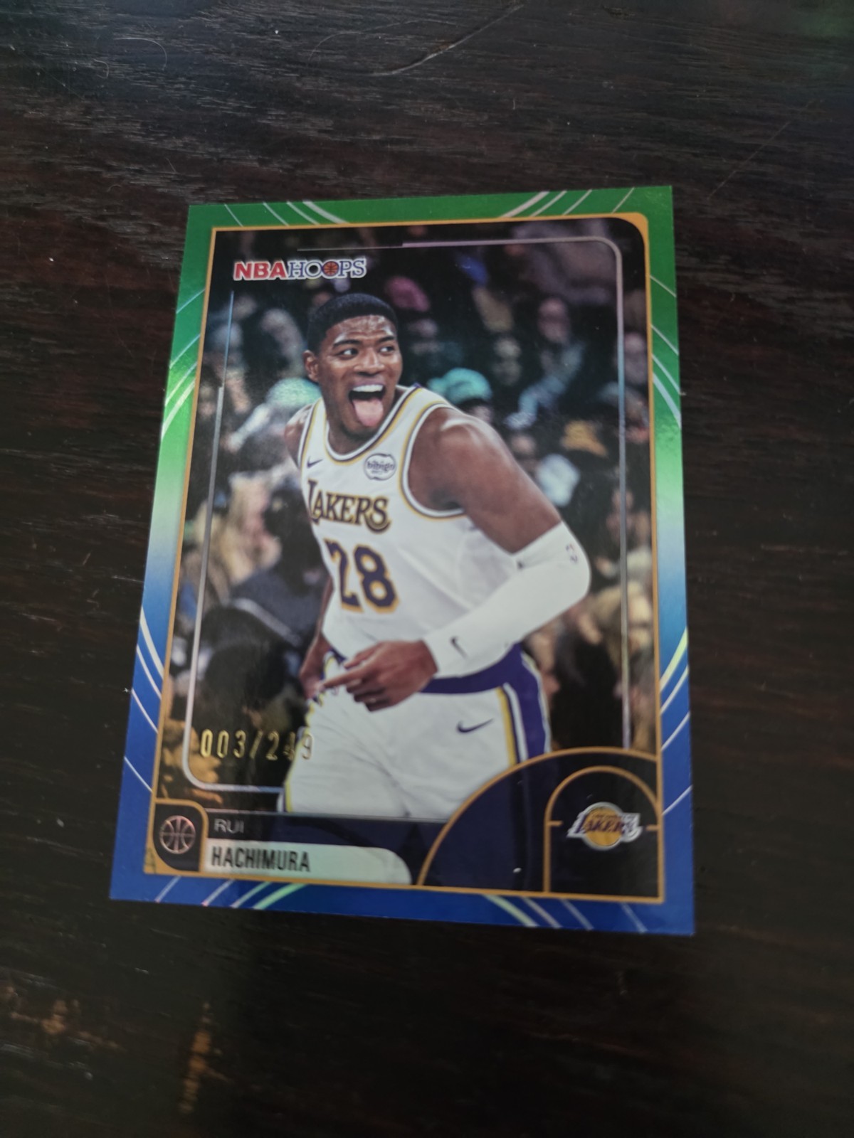 Rui Hachimura 2025-26 NBA Hoops Blue & Green Holo Card No. 1 Lakers SP 003/249