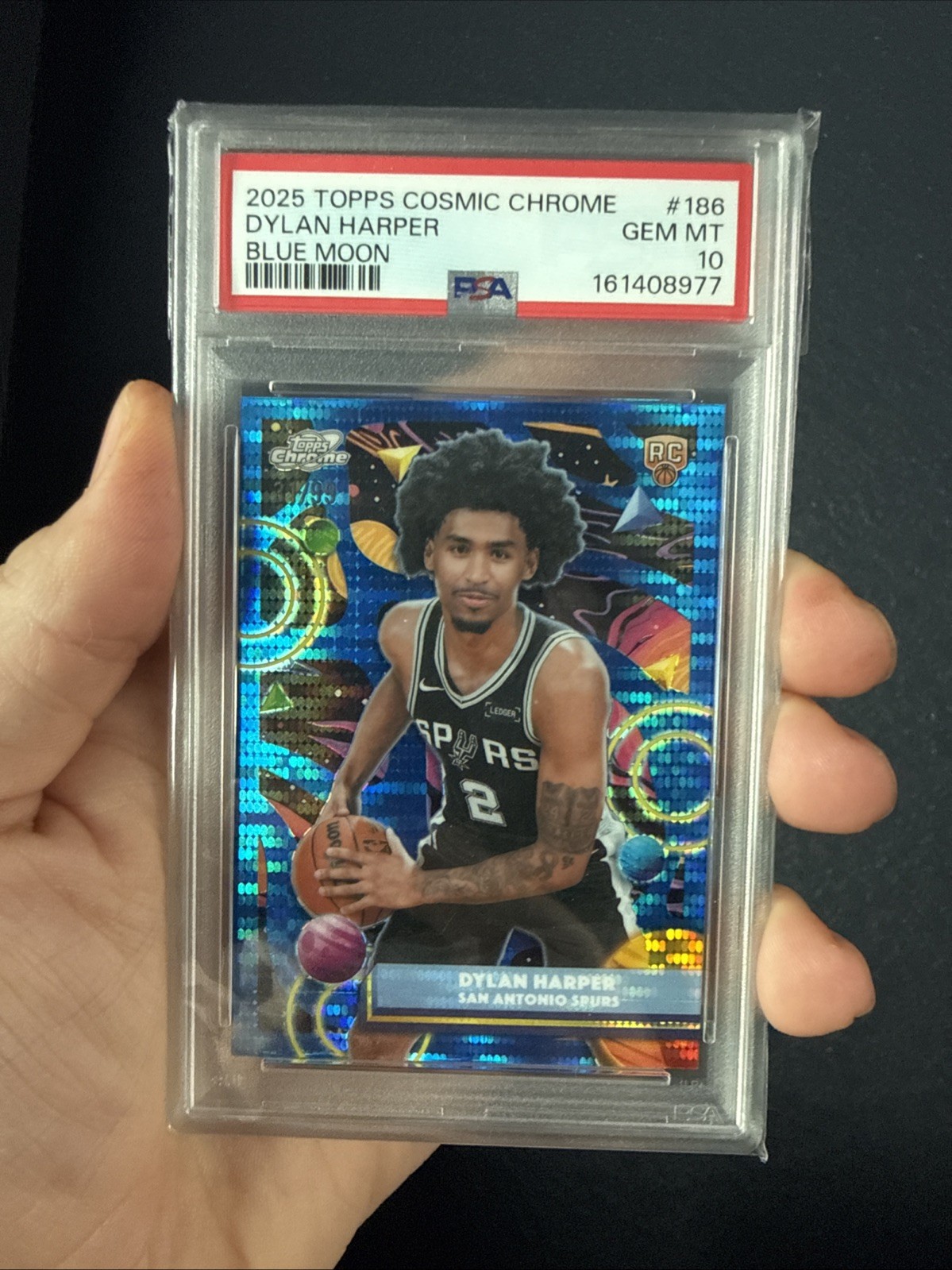 2025-26 Topps Cosmic Chrome – Dylan Harper #186 Blue Moon Refractor PSA 10 Pop 1