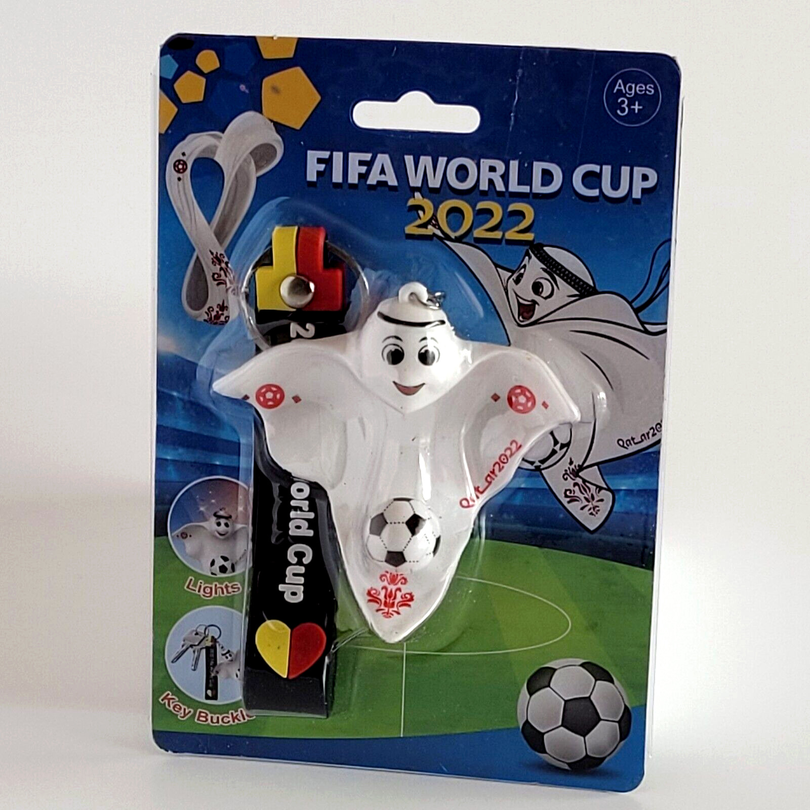 Qatar 2022 World Cup La’eeb Mascot Football Soccer Souvenir Key buckle and Light