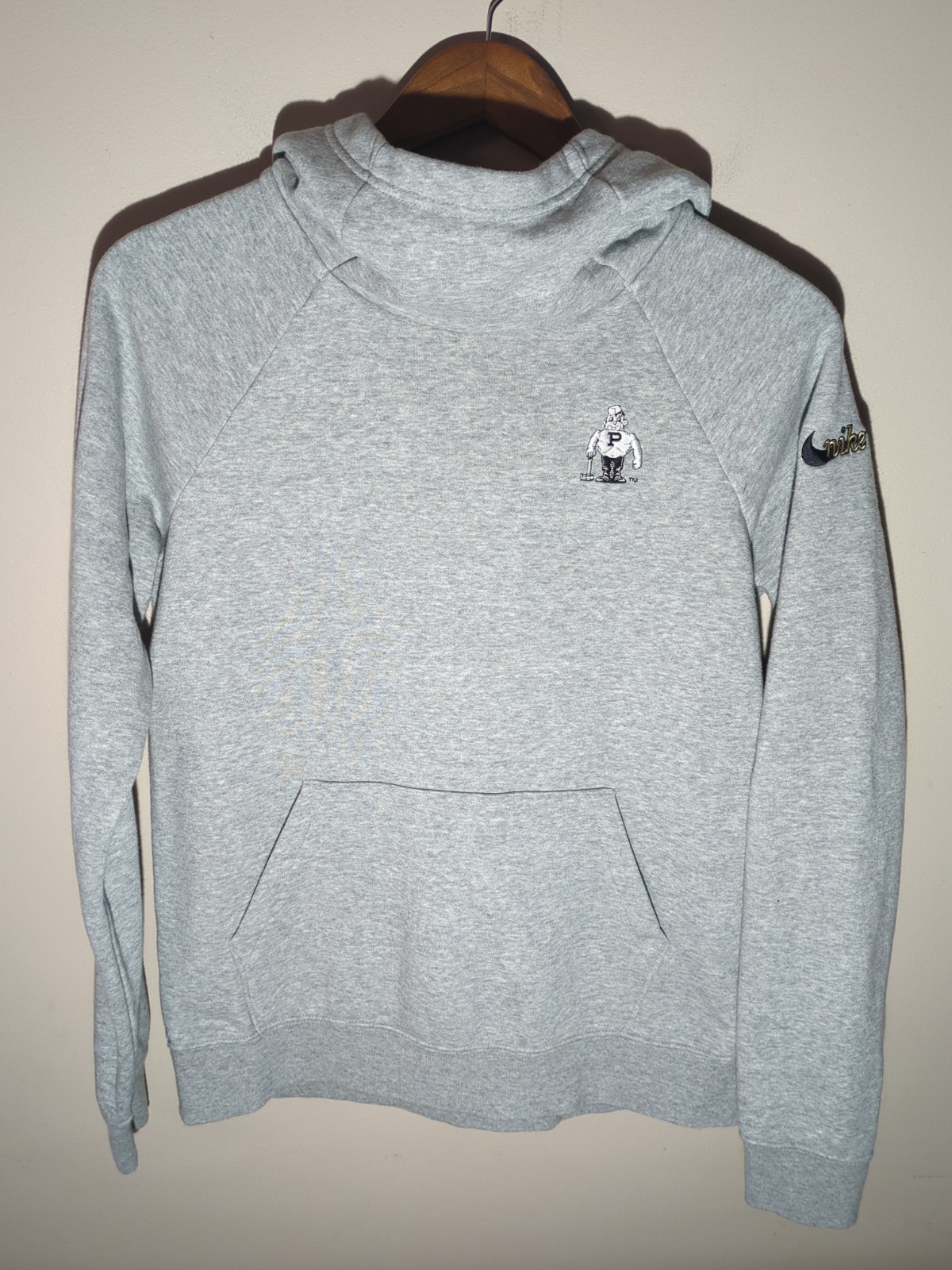 Nike Purdue Boilermakers Logo Mascot Gray Hoodie Sweatshirt S NCAA Basketball