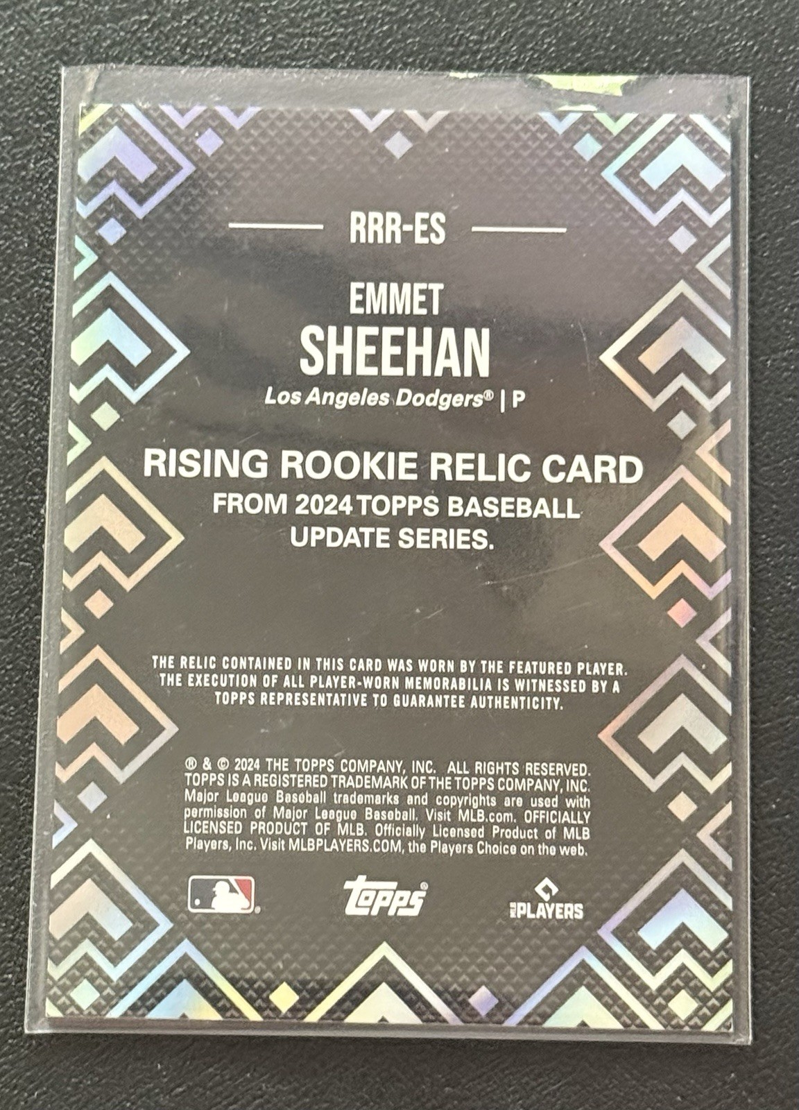 2024 Topps Update Series – Rising Rookie Relics Emmet Sheehan #RRR-ES (MEM, RC)