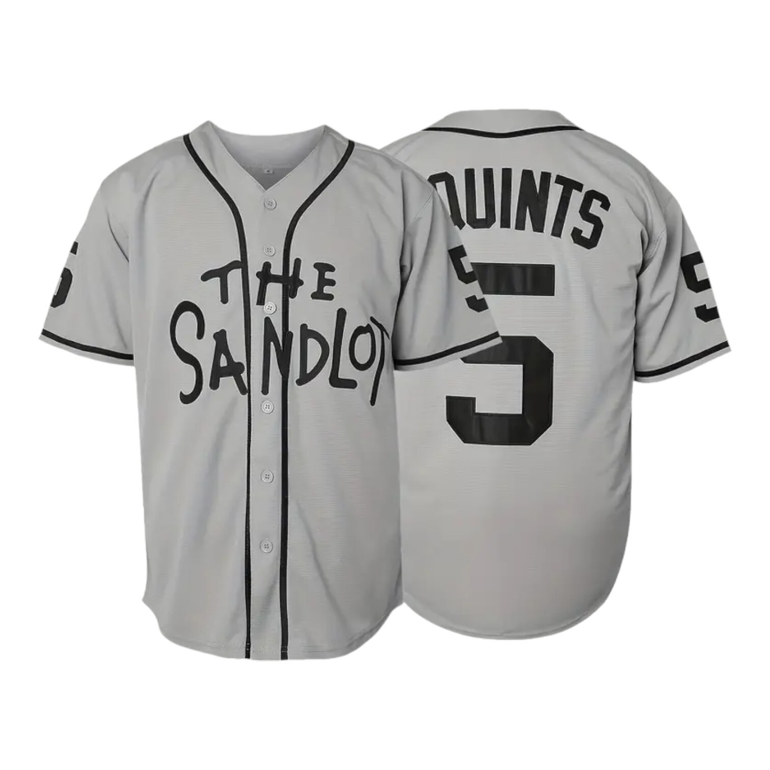 Sandlot Baseball Jersey Squints #5 Gray Stitched Men’s Size 3XL