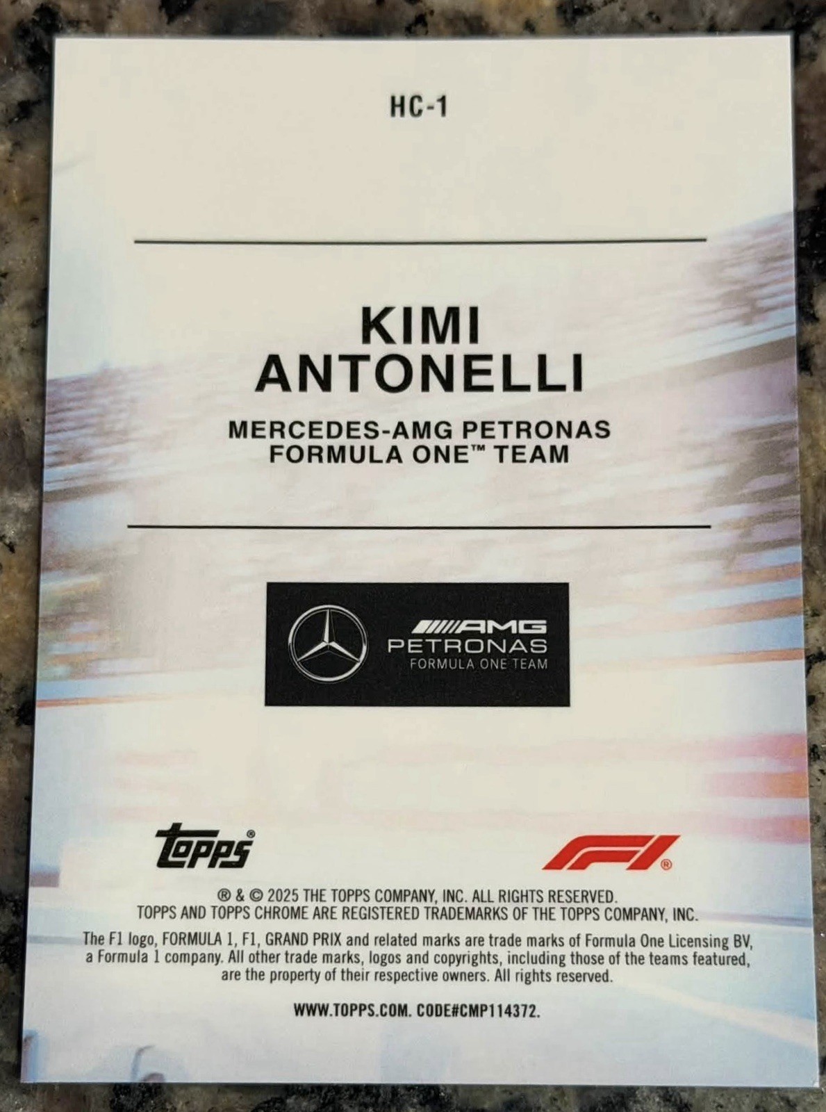 2025 Topps Chrome Formula 1 Kimi Antonelli Helmet Collection Aqua /199 RC HC-1