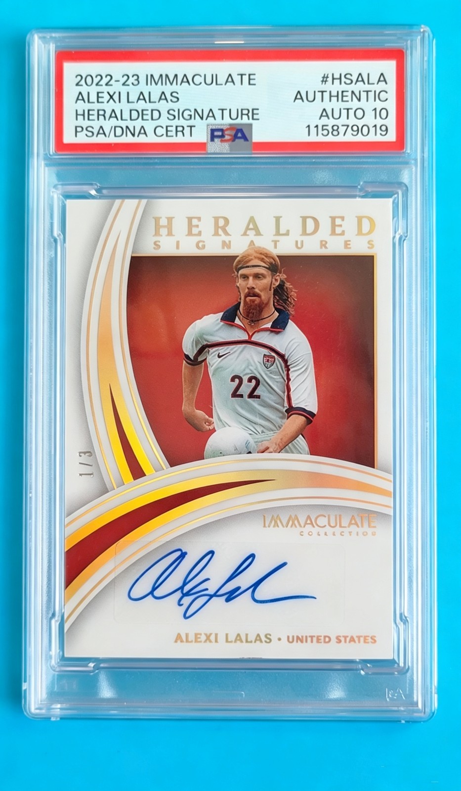 2022-23 Immaculate USA Alexi Lalas Heralded Auto 1/3 SSP PSA Auto 10