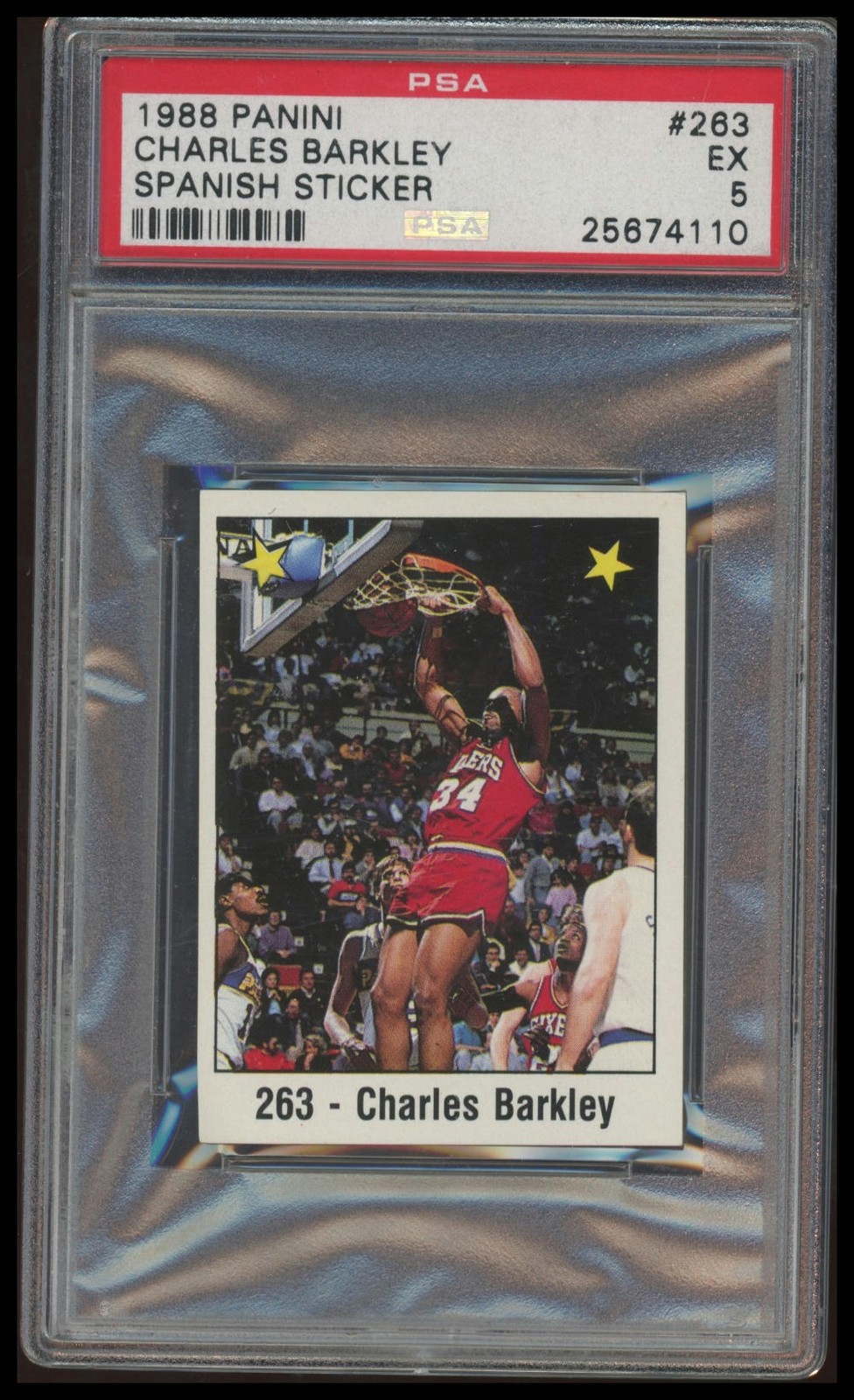 1988 Panini Spanish Sticker #263 Charles Barkley Spanish Sticker (PSA 5)