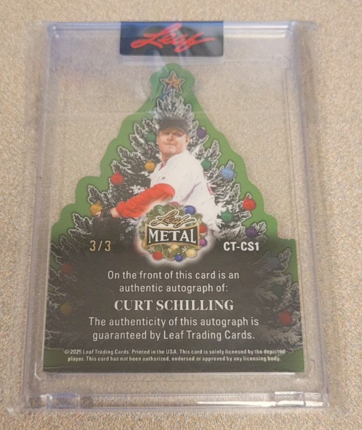 CURT SCHILLING 2025 LEAF METAL HAPPY HOLIDAYS PRISMATIC PLATINUM AUTO /3 #CT-CS1