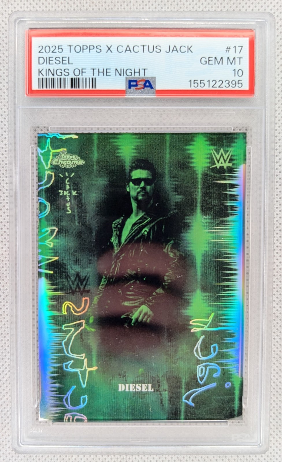 2025 Topps Chrome WWE X Cactus Jack DIESEL KEVIN NASH Kings of the Night PSA 10