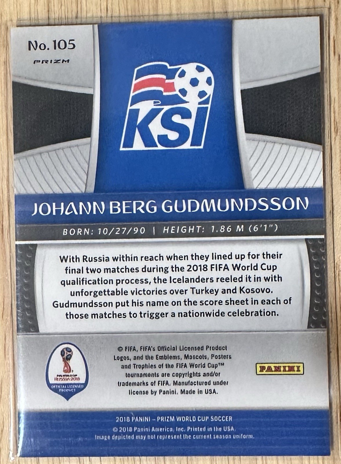 2018 Panini Prizm World Cup – Johann Berg Gudmundsson #105 Red & Blue Wave Prizm