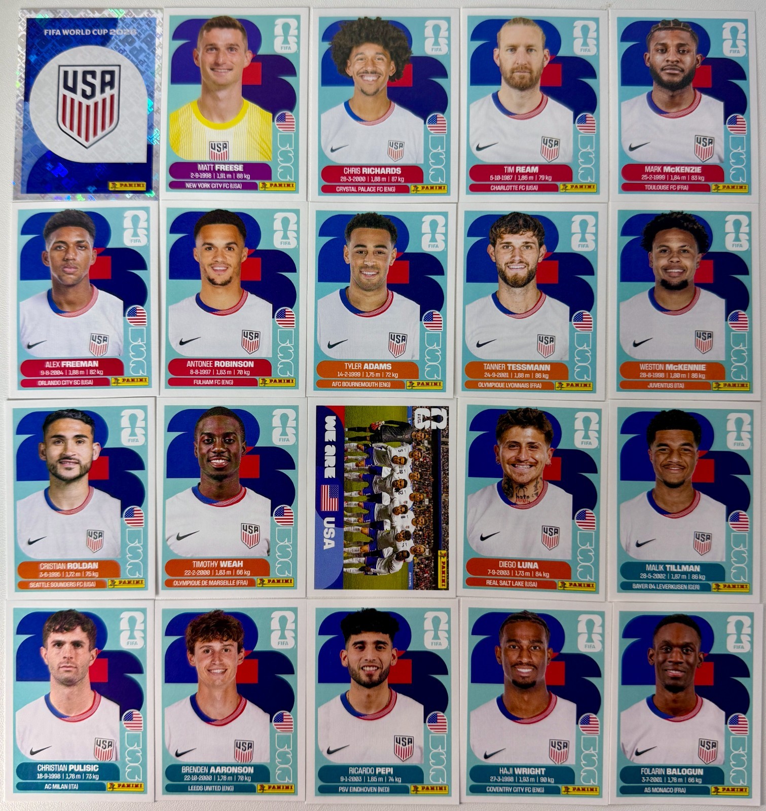 2026 Panini FIFA World Cup United States Stickers Pick Your Number USA2-USA20