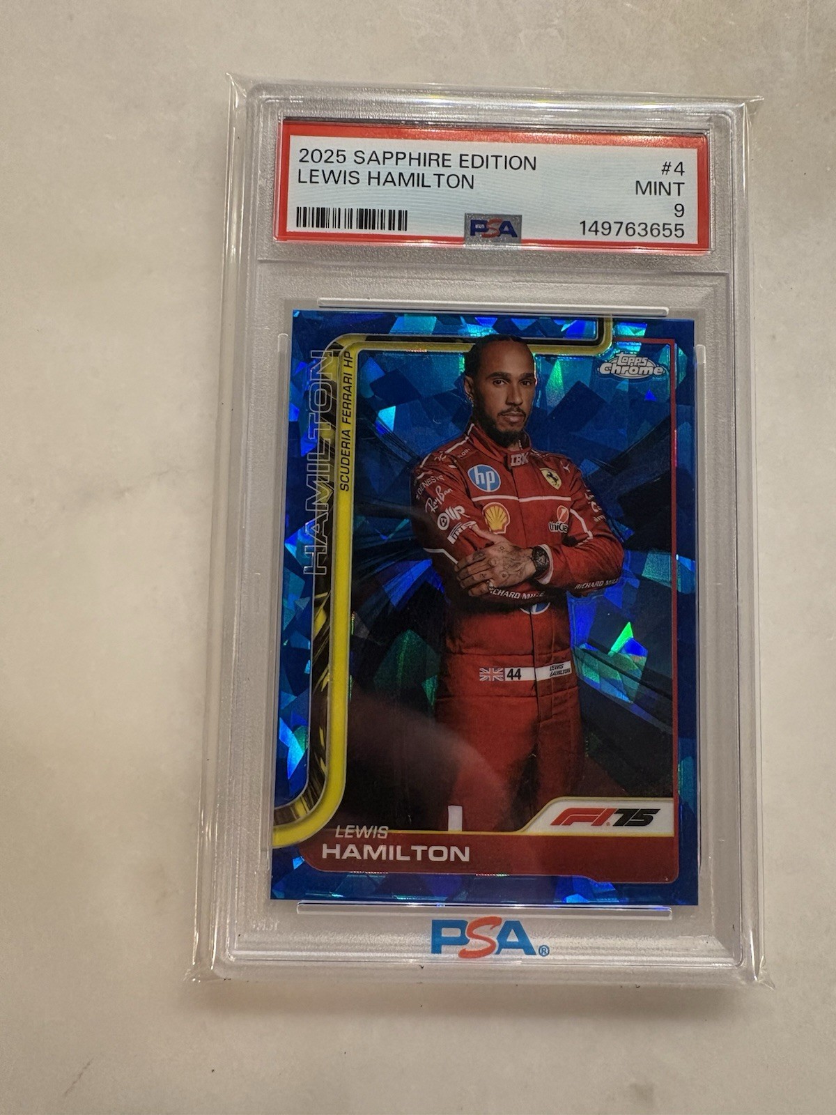 Topps 2025 Chrome Sapphire F1 Lewis Hamilton #4 PSA 9 Scuderia Ferrari