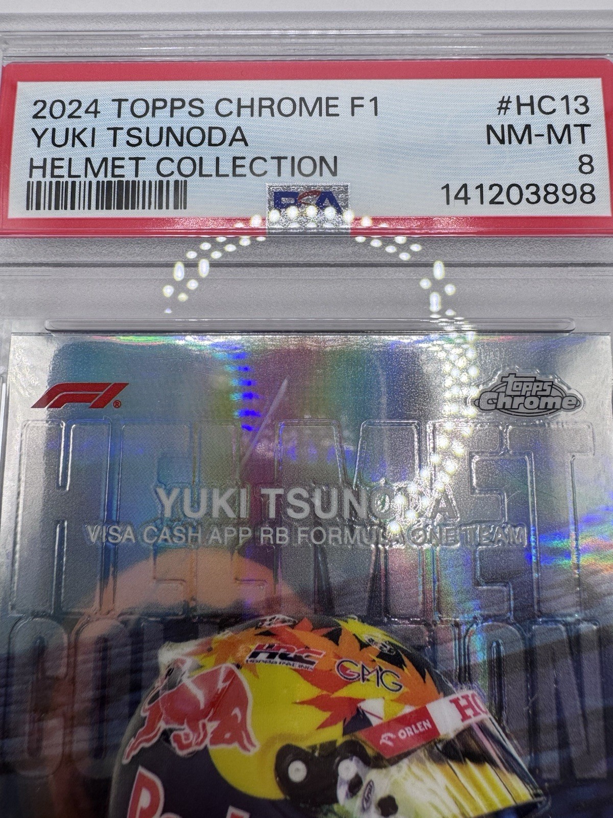 Topps 2024 Chrome Formula 1 Helmet Collection Yuki Tsunoda #HC-13 PSA 8
