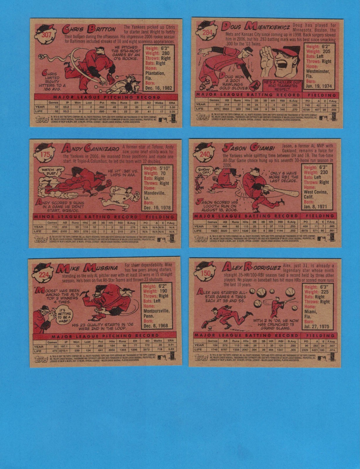 2007 Topps Heritage New York Yankees Master Team Set Includes SPs Variations New