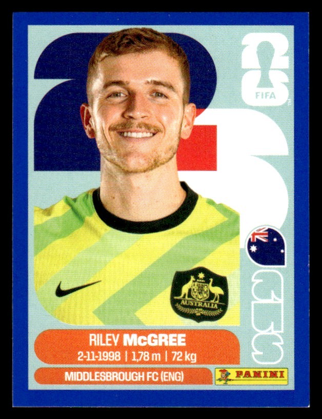 2026 Panini FIFA World Cup Sticker Riley McGree Australia #AUS 12 Blue Border