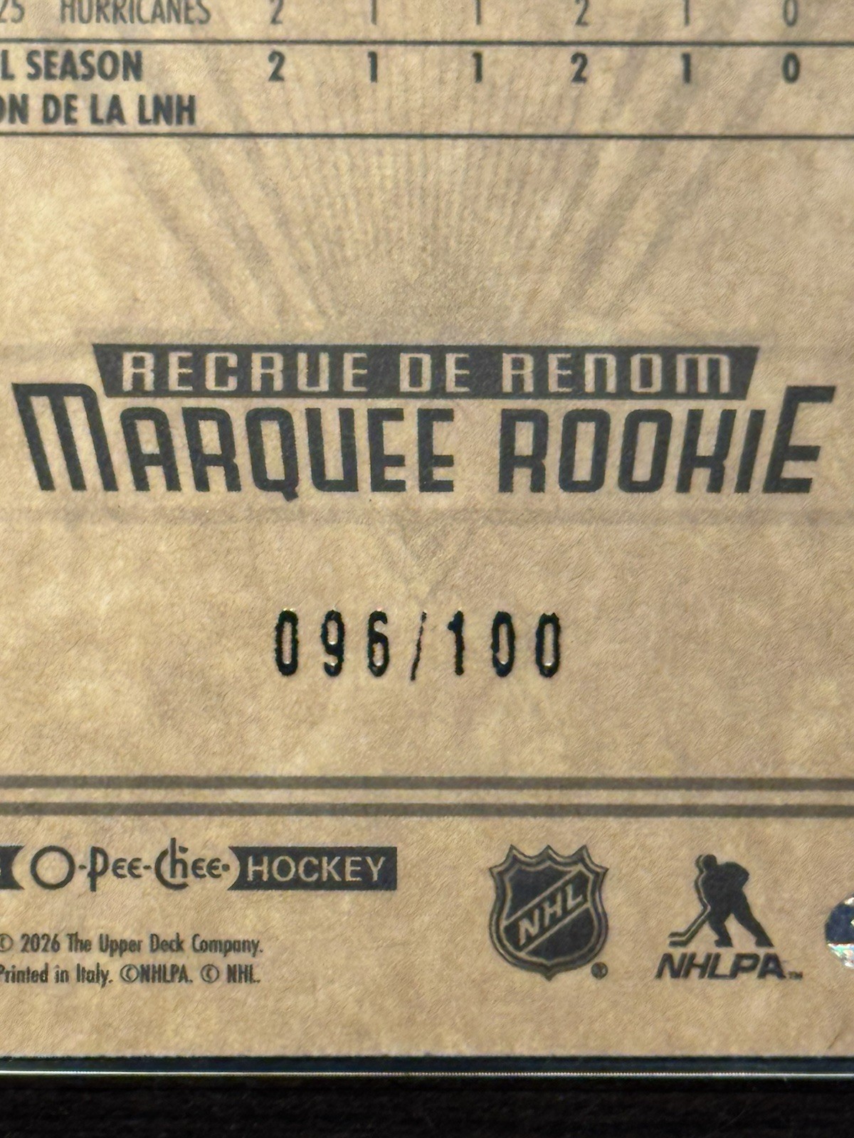 2025-26 O Pee Chee – Justin Robidas #547 MARQUEE ROOKIE RETRO BLACK /100