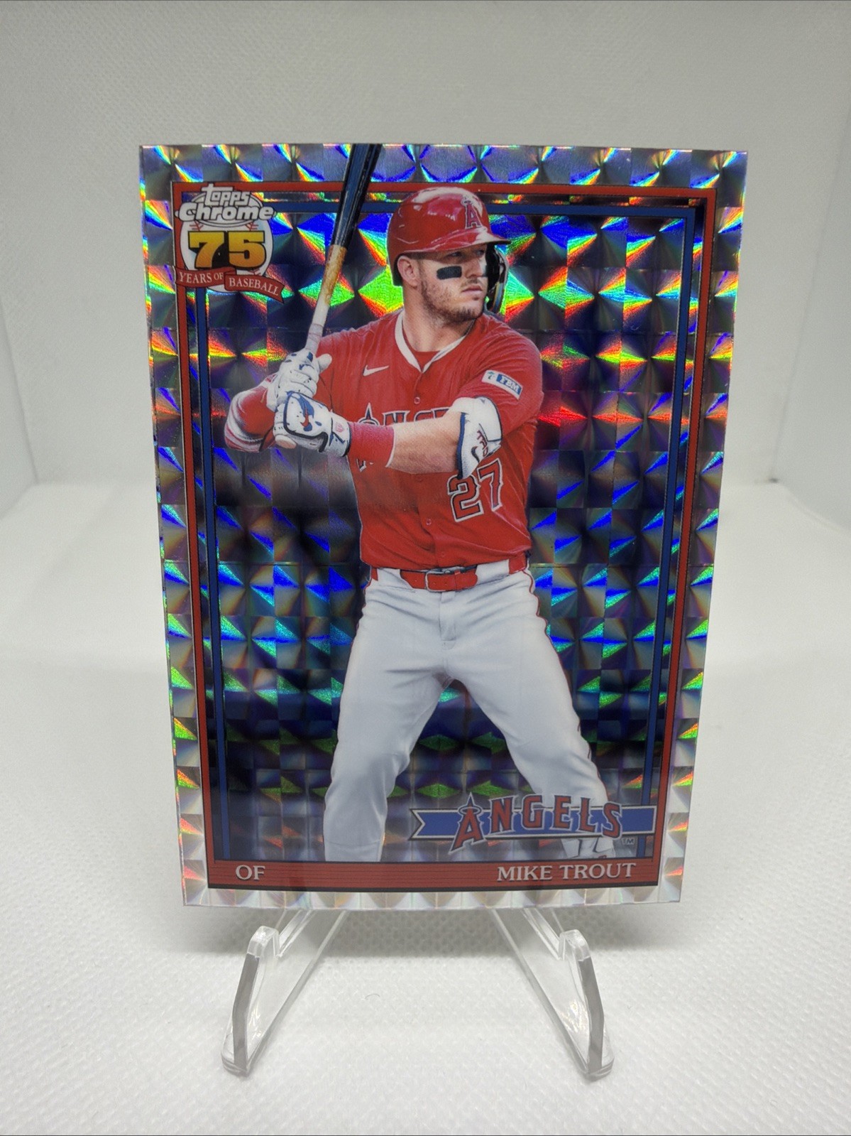 2026 Topps Chrome Mike Trout #91CB-6 1991 Topps Insert Geometric Refractor LAA