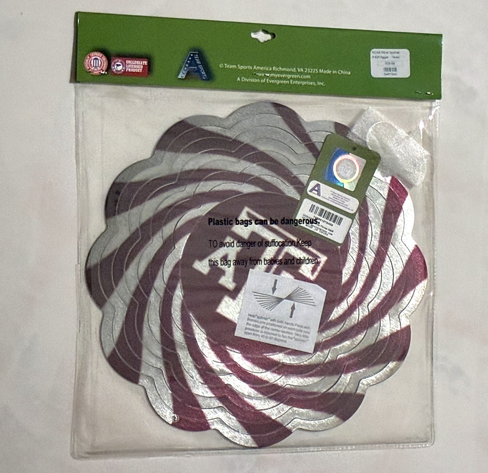Texas A&M Aggies NCAA 10 Inch Yard Garden Hanging Geo Wind Spinner