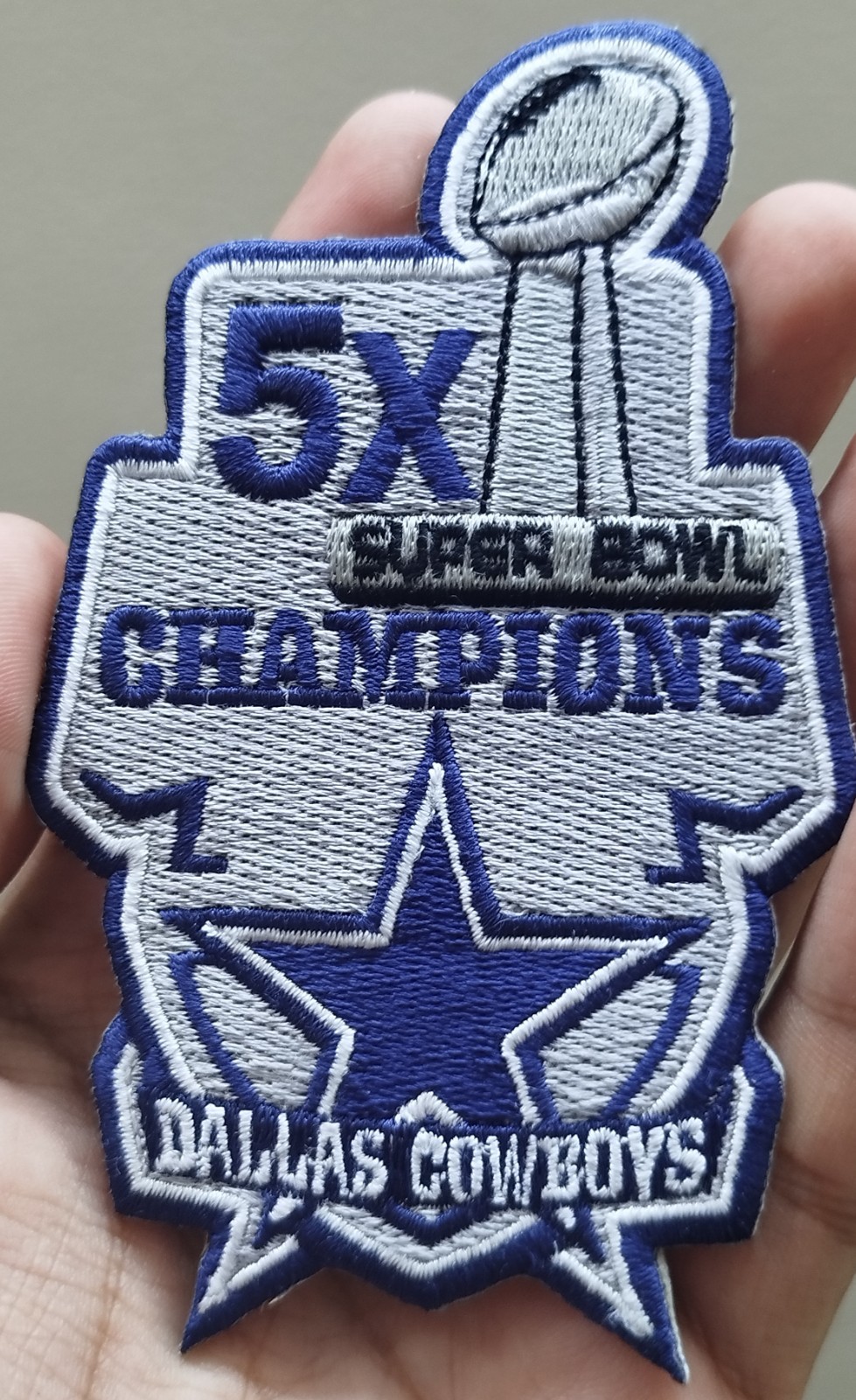 Dallas Cowboys 5x Super Bowl Champions Logo Iron On Patch-Sew Patch-Embroidered