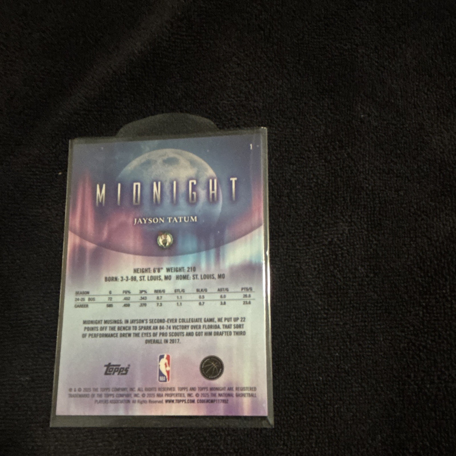 Topps Midnight Jayson Tatum Boston Celtics Basketball Base Set 2025-26 #1