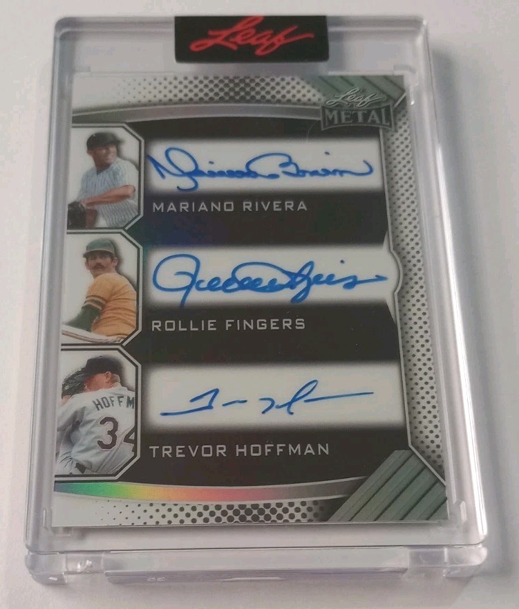 Rivera/Fingers/Hoffman 2025 Leaf Metal Authentics Triple On-Card Auto 2/8 White