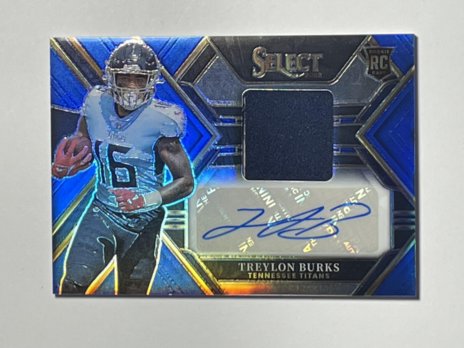 2022 Panini Select #RSM-TB Treylon Burks Blue Prizm /75 SN,MEM,AU,RC