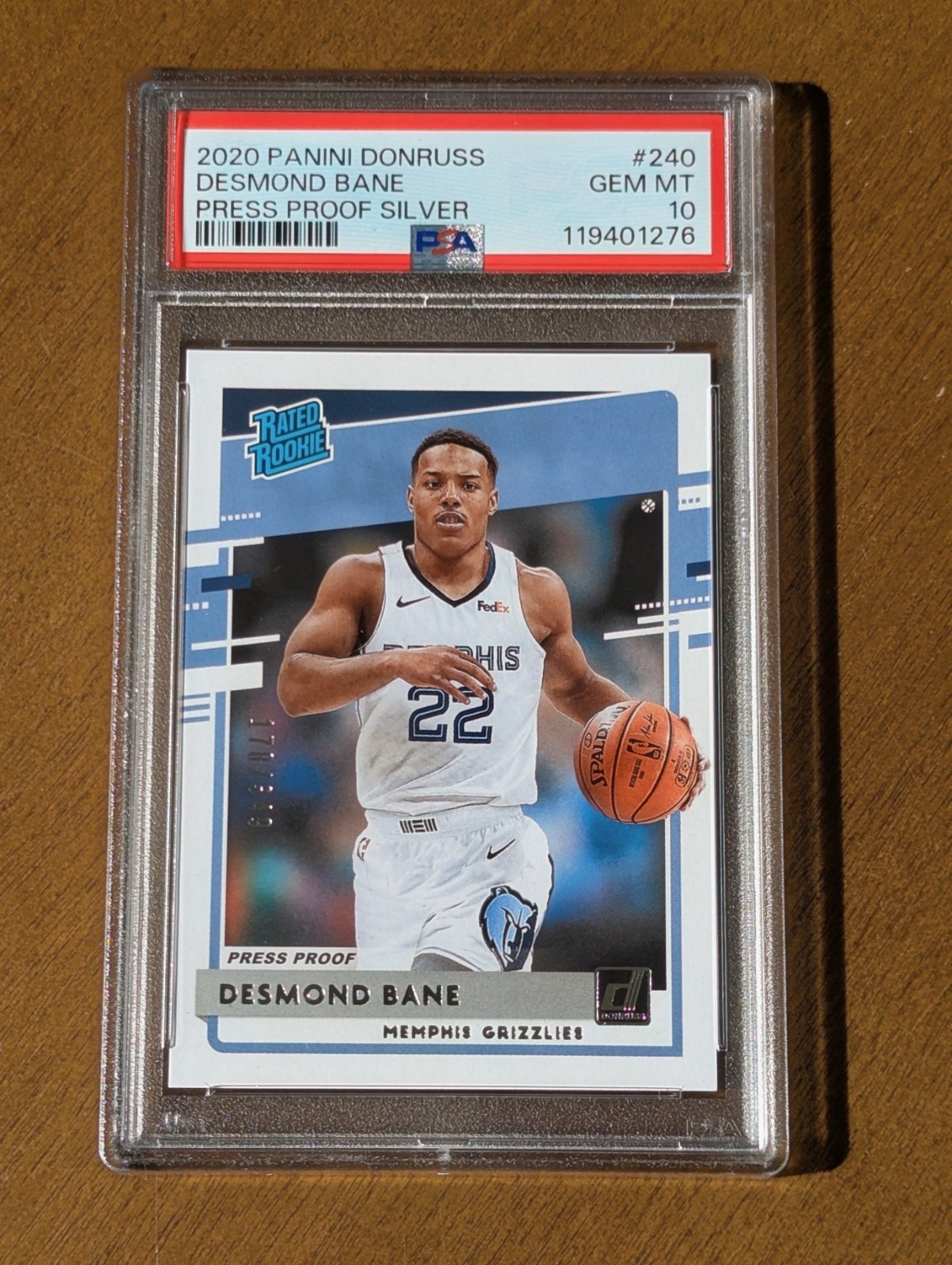 DESMOND BANE 2020 DONRUSS PRESS PROOF SILVER /349 #240 PSA 10 ROOKIE RC POP 4