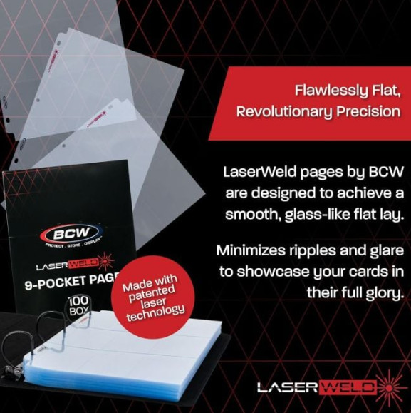 BCW – (NEW) 100ct Laserweld 9 Pocket – Top Load Pages For Card Storage Binder
