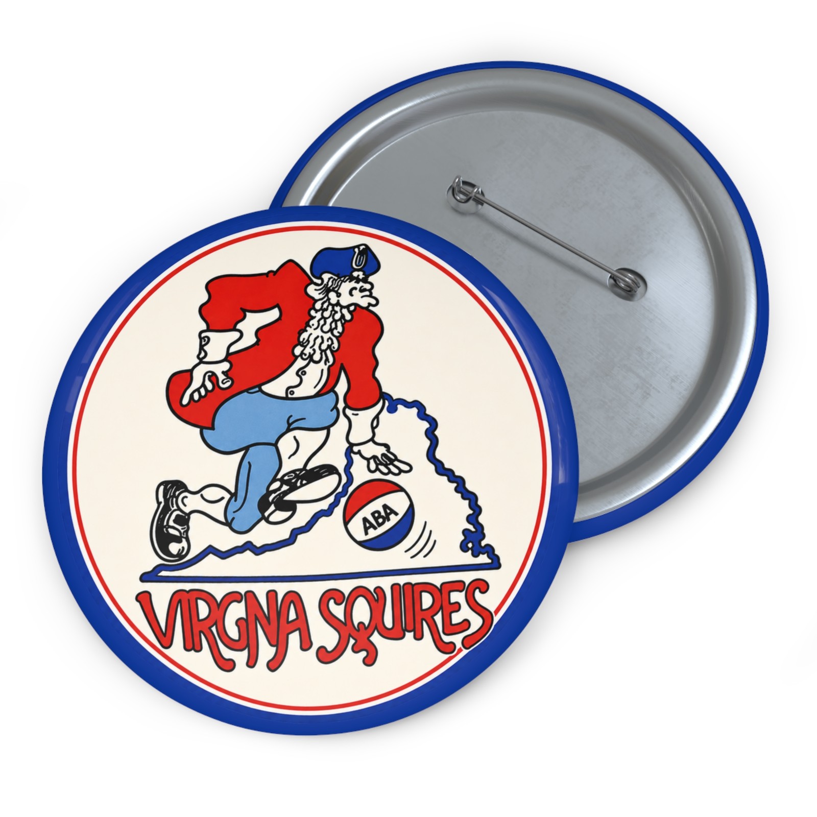 Virginia Squires Defunct ABA Basketball Team Pin Retro Style Pinback Button