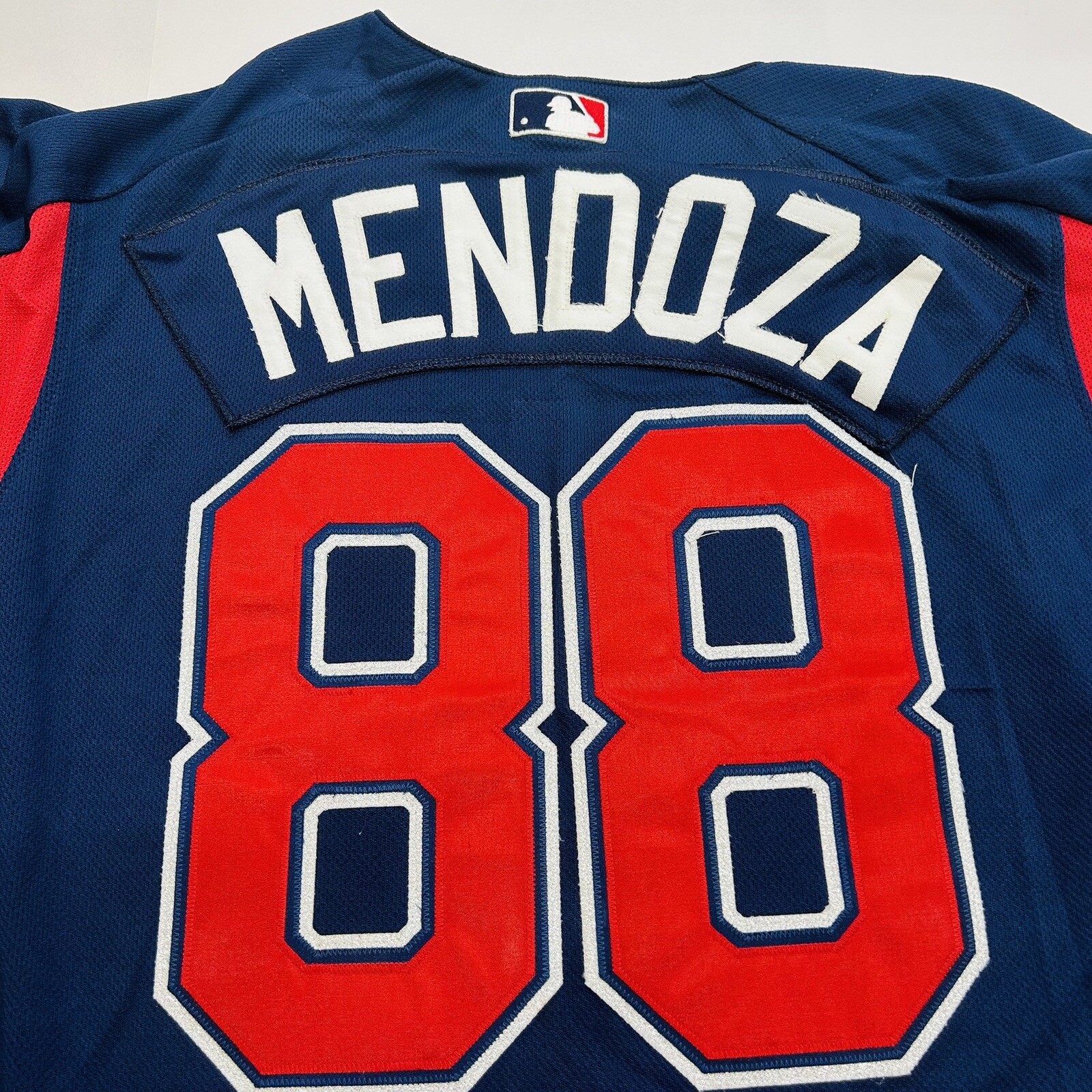Cleveland Indians Majestic Minnie Mendoza Worn Used BP Spring Training Jersey XL