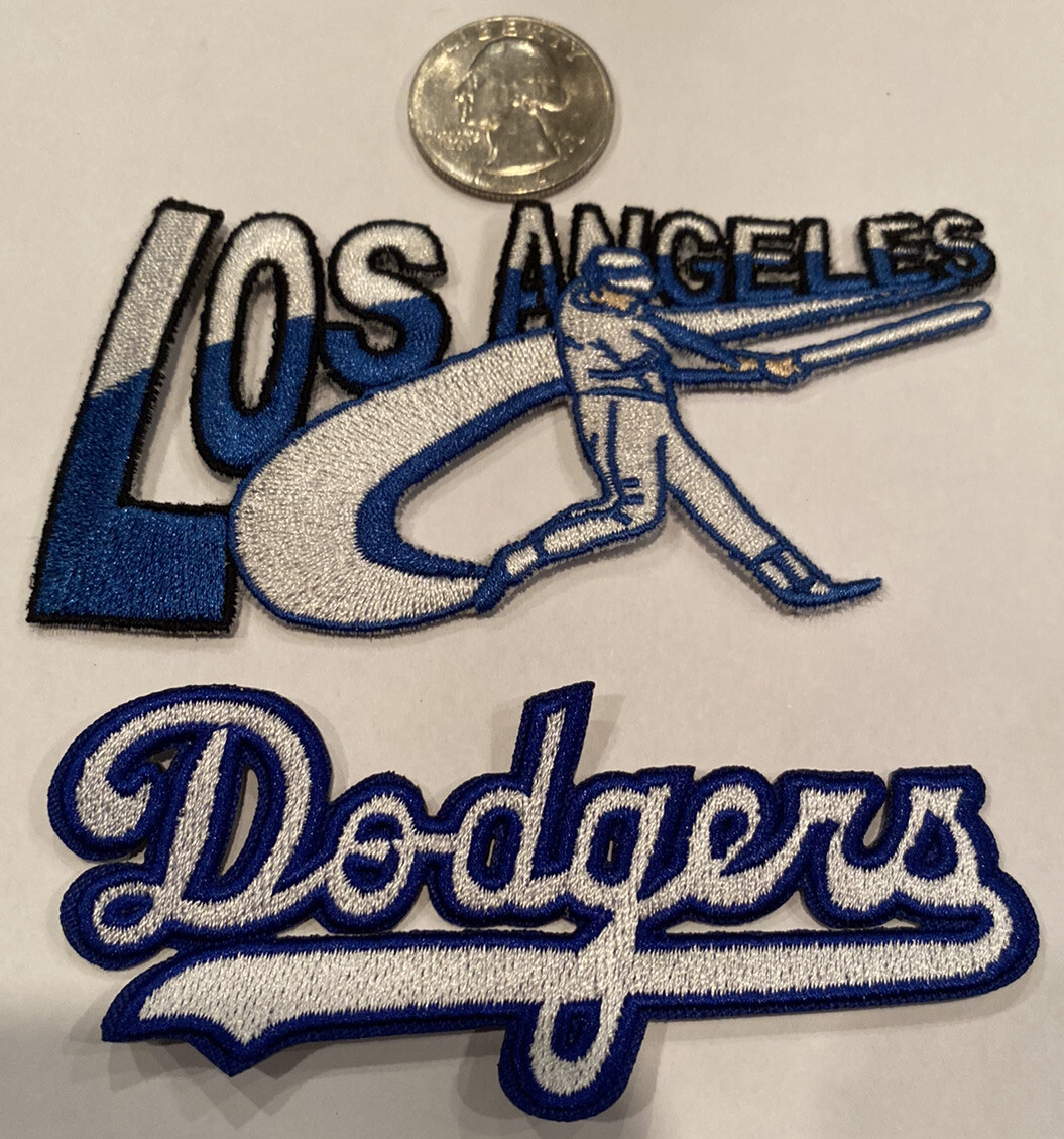 2-Los Angeles Dodgers embroidered iron on patches 4”x 2.5” & 3.5” X 1.5”