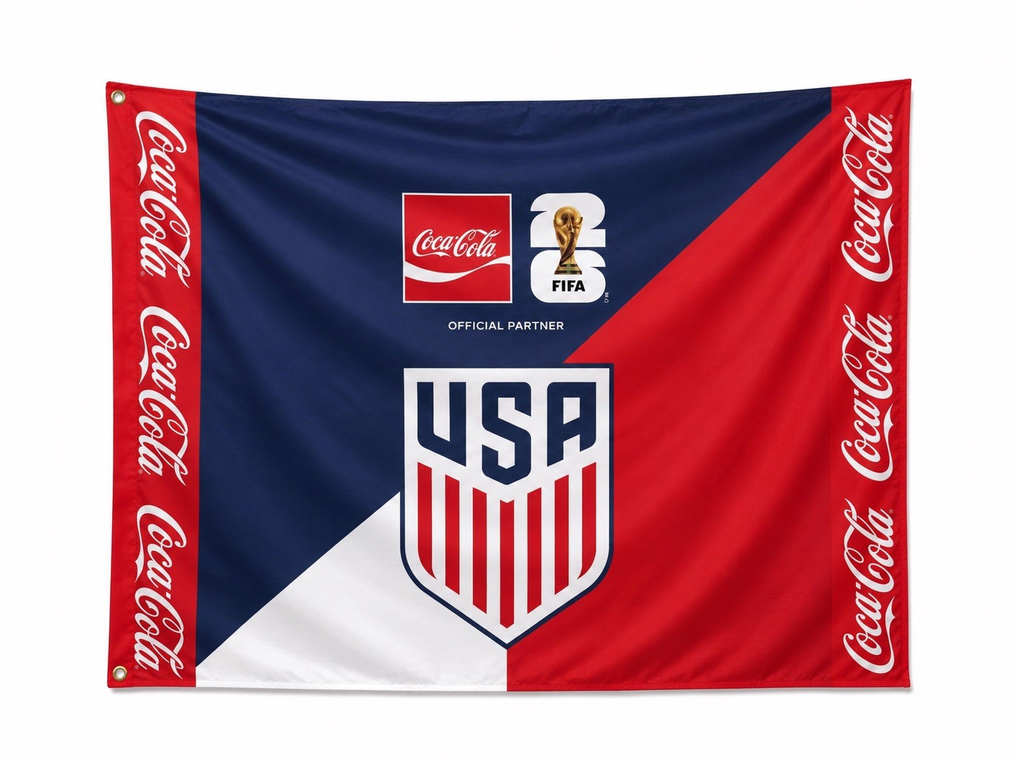 Coca-Cola 2026 USA FIFA World Cup Officially Licensed Soccer Flag Red White Blue