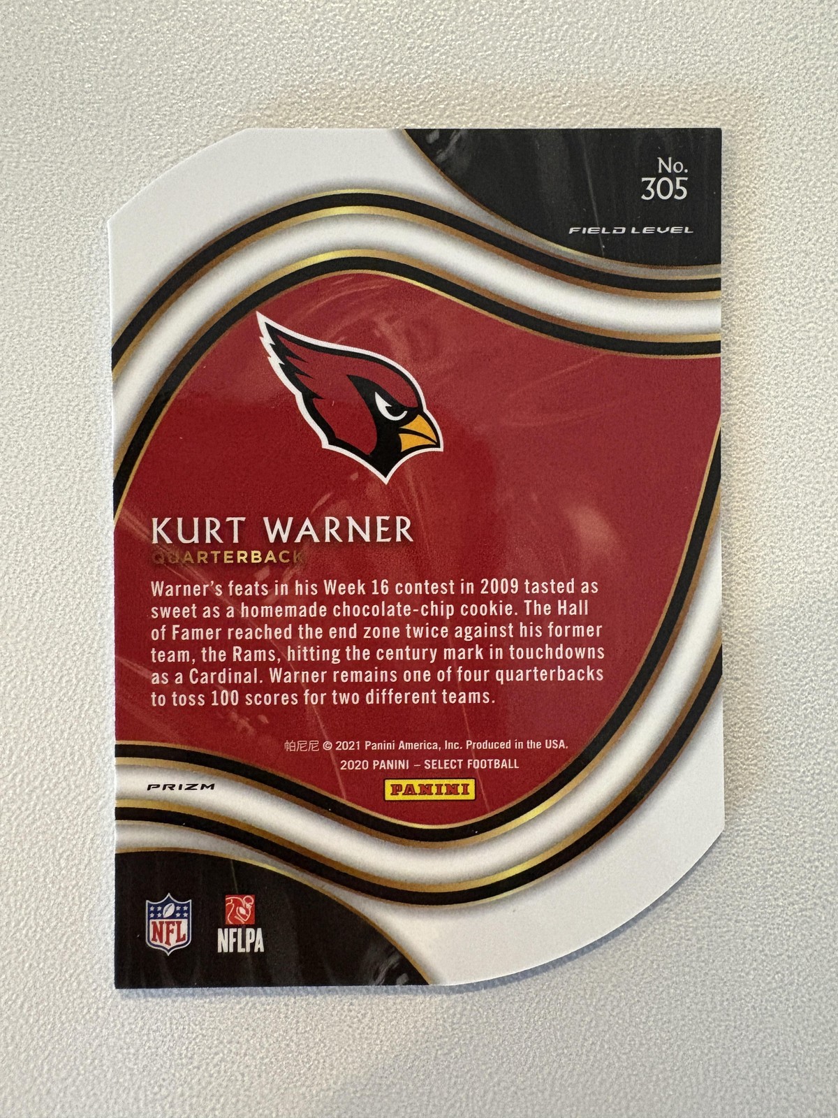 Kurt Warner 2020 Panini Select #305 Maroon Prizm Die Cut TY1