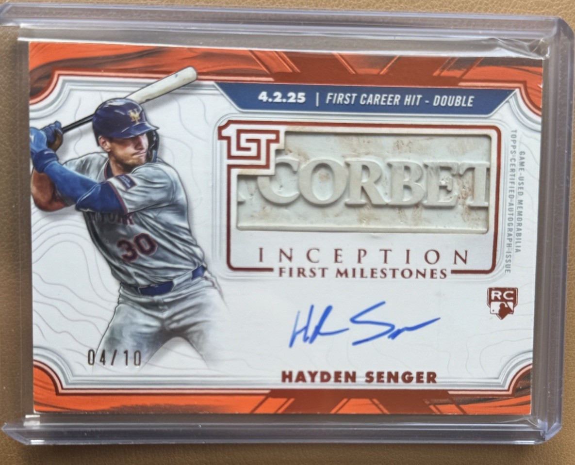 2025 Topps Inception HAYDEN SENGER #FMAR-HS FIRST MILESTONES AUTO Orange /10 RC
