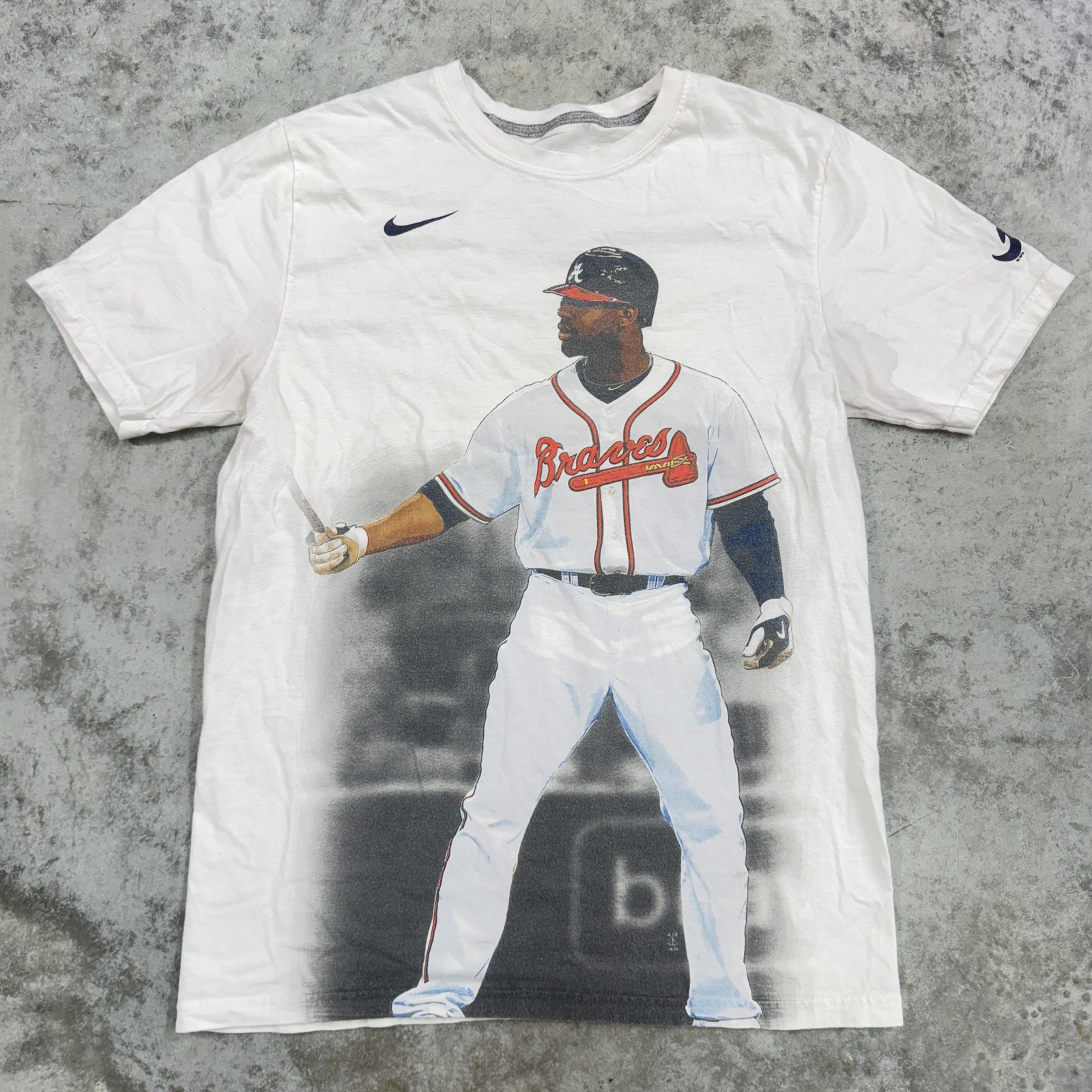 Atlanta Braves Shirt Mens Medium MLB Baseball Nike Outfield Tee All Over Print