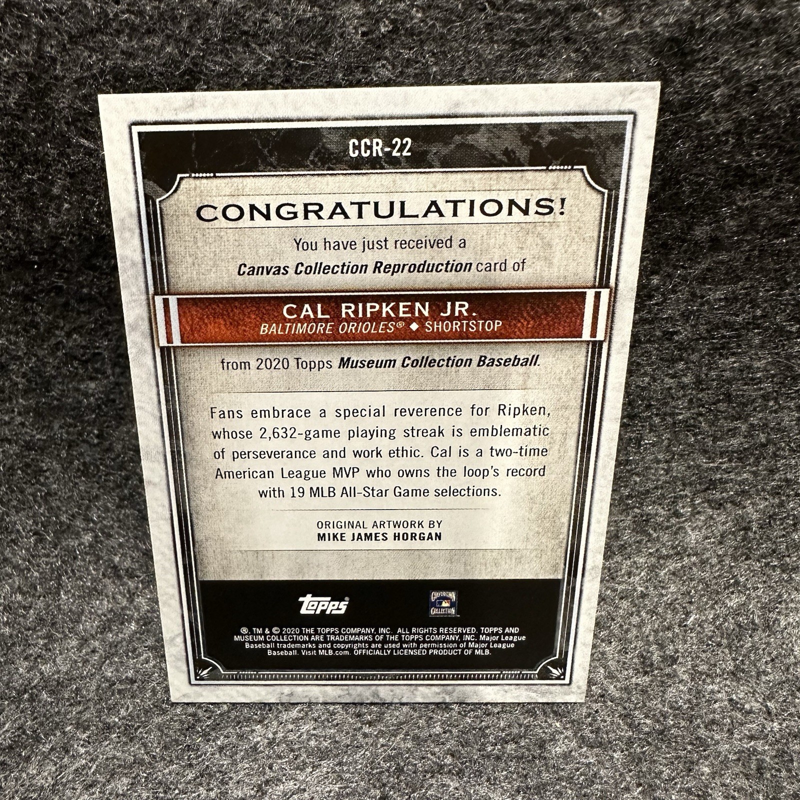 2020 Topps Museum Collection #CCR-22 Cal Ripken Jr. Canvas Collection