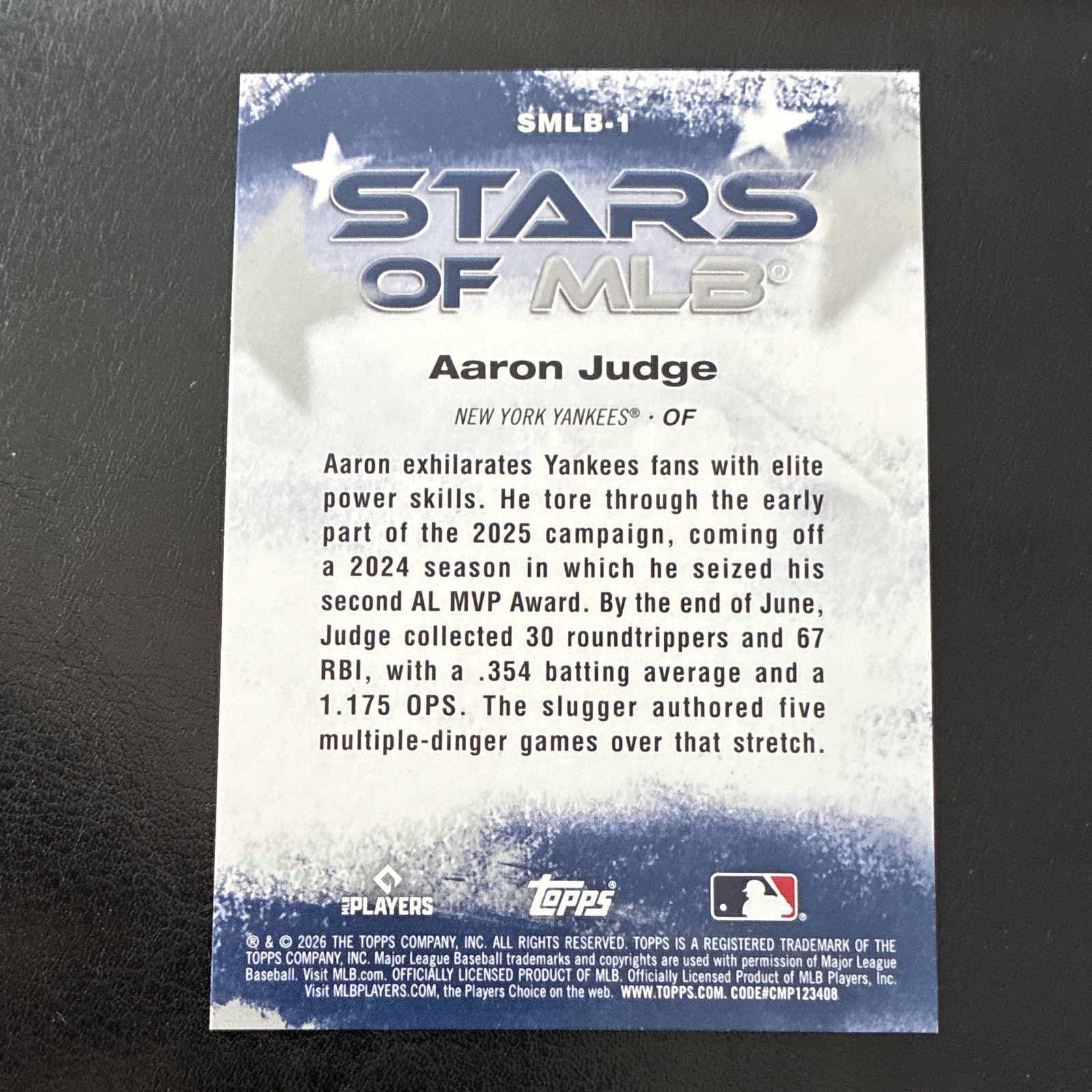 2026 Topps Stars of MLB Aaron Judge New York Yankees 2-Card Lot #SMLB-1