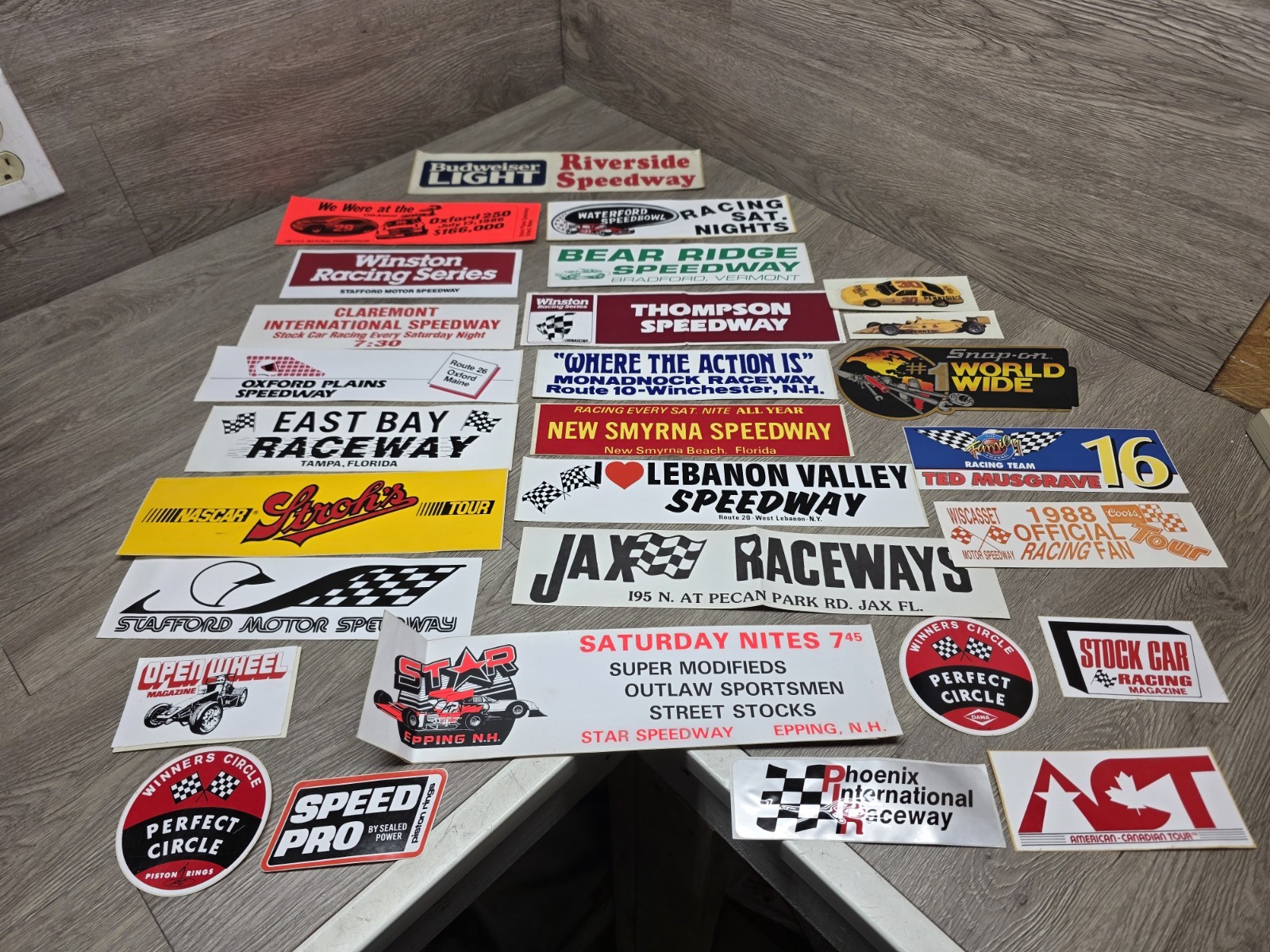 Vtg Racing Sticker Lot Wiscasset Stafford East Bay Oxford Plains Speedway