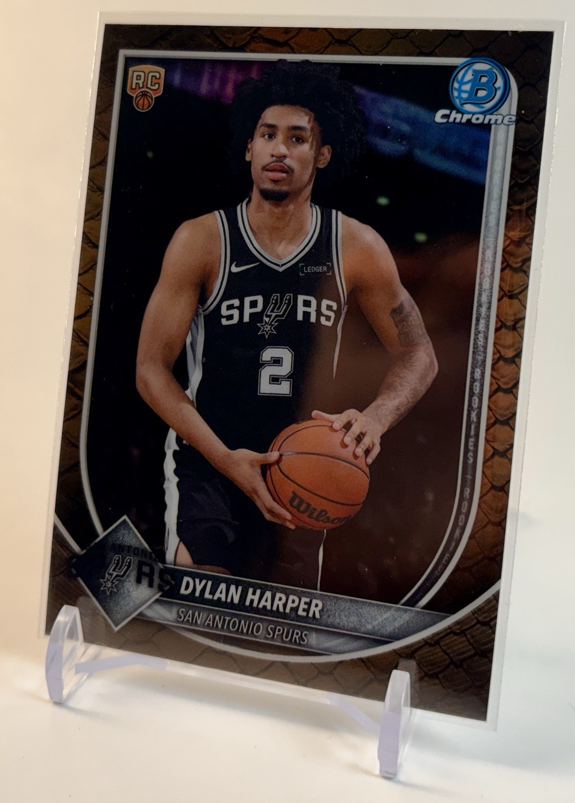 2025-26 Topps Bowman Chrome DYLAN HARPER #BCV-2 Reptilian Refractor (RC) SPURS
