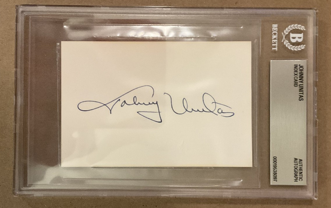 Johnny Unitas Colts Signed Authenticated Index Card – Beckett BGS BAS