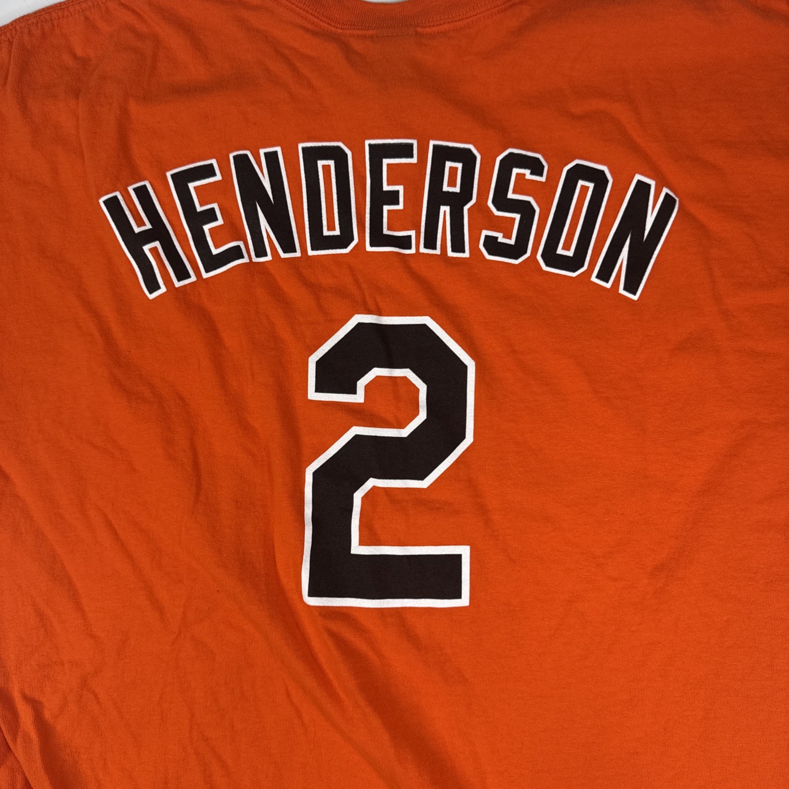 Baltimore Orioles Gunnar Henderson Orange Graphic Logo Tshirt MLB Men’s Size XL