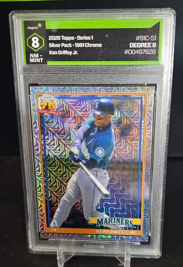 2026 Topps Silver Pack 1991 Chrome Promo #91C-51 Ken Griffey Jr GRADED DEGREE 8