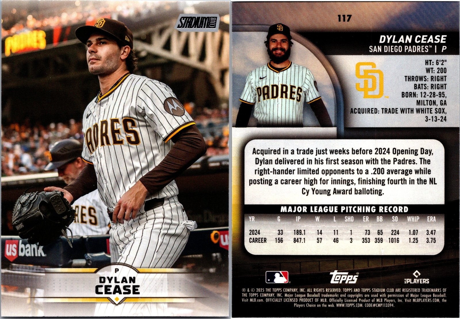 2025 Topps Stadium Club DYLAN CEASE #117 NM