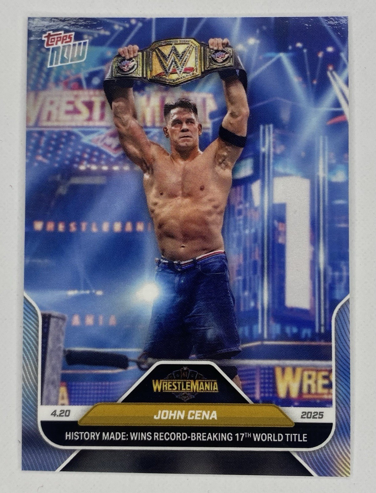 2025 WWE Topps Now #46 John Cena History Made: Wins Record 17th World Title 🔥