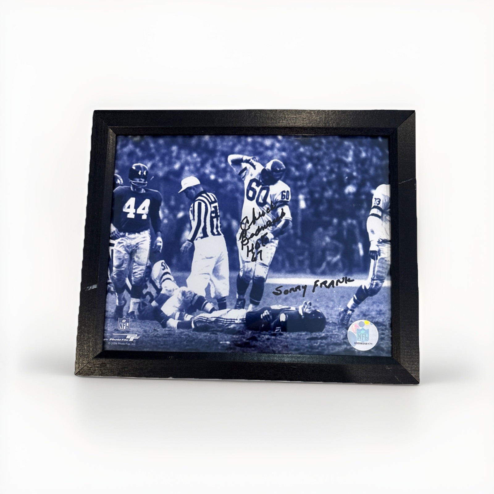 Eagles HOF Chuck Bednarik Knocking Out Frank Gifford Signed “Sorry Frank “