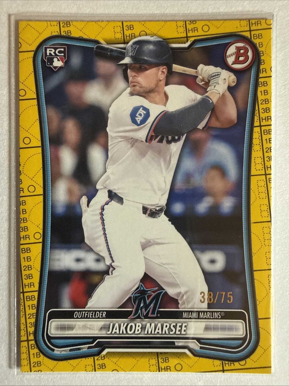2026 Bowman Jakob Marsee #86 RC Rookie Yellow Pattern Paper /75
