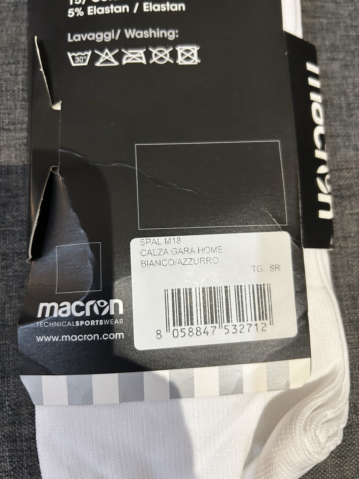 Italian Serie A/B. Macron FC Spal Football Socks. New,Blue & White.Size 7-11.5.