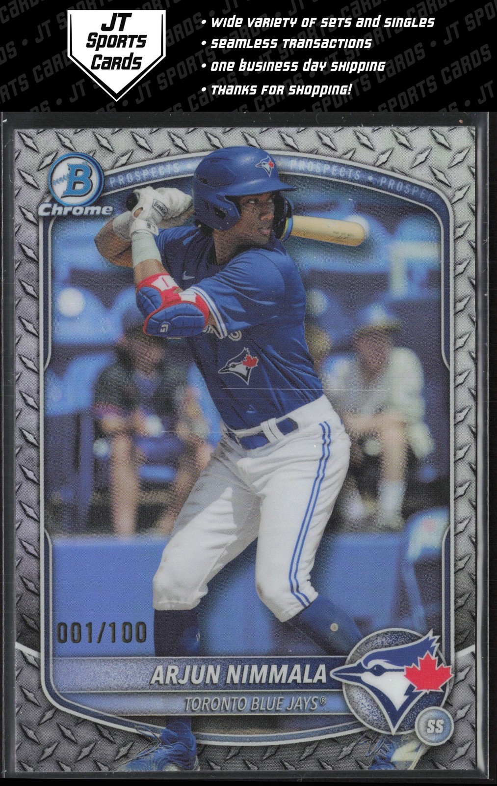 2025 Bowman Draft Arjun Nimmala BDC-35 Steel Metal Refractor /100 Blue Jays