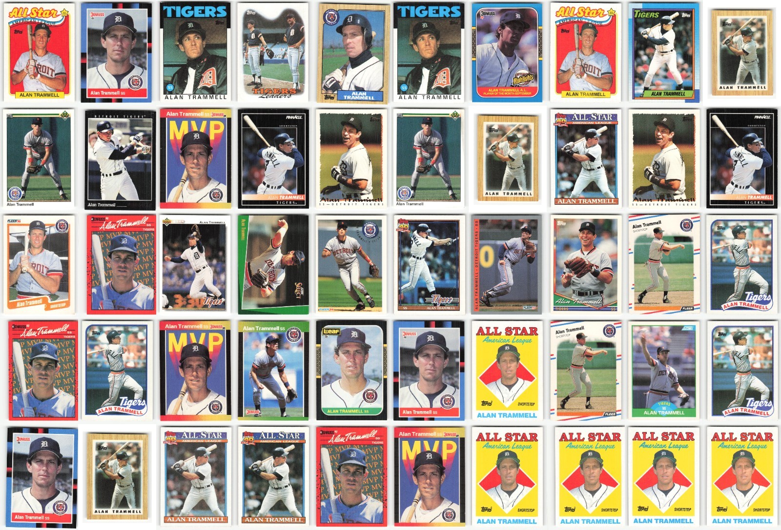 Alan Trammell Lot of 50 MLB Baseball Cards – Exact Cards Shown